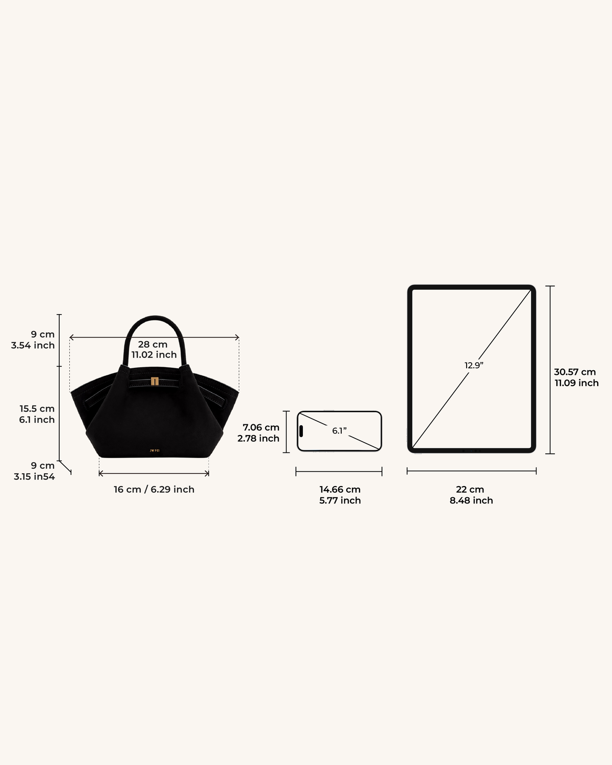 Hana Mini Faux Suede Tote Bag - Black mysite