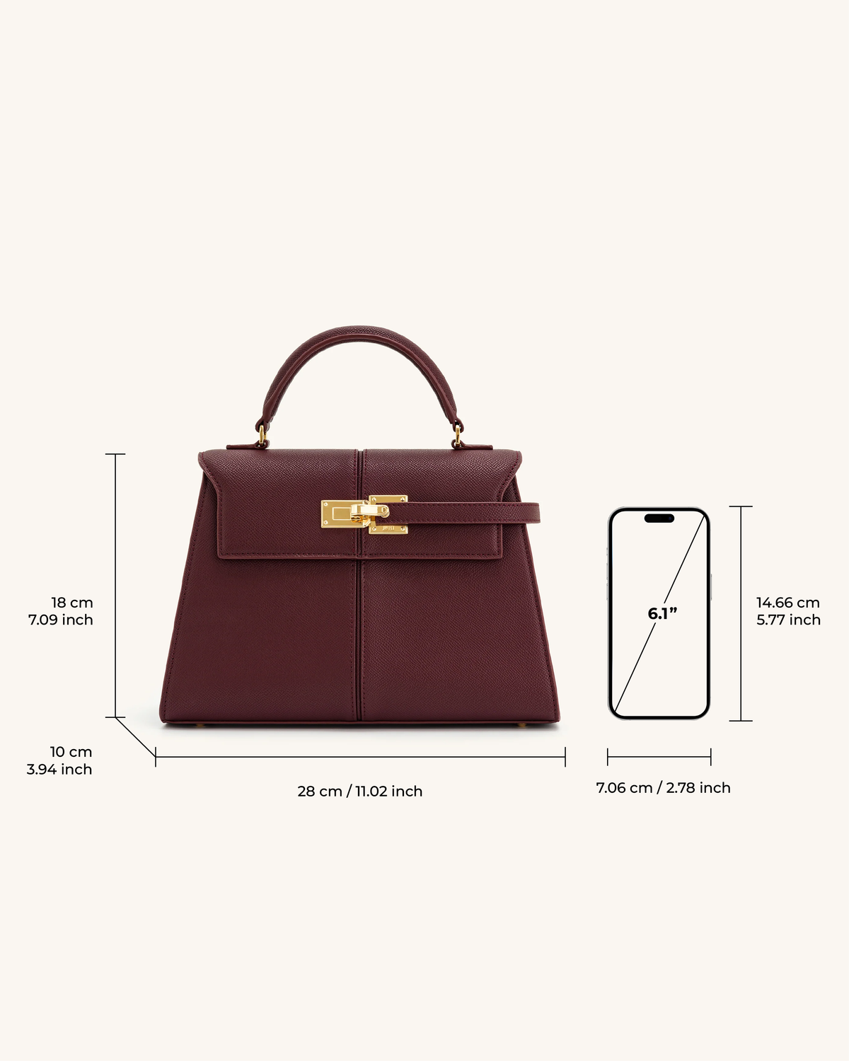 Elise Large Top Handle Bag - Claret mysite
