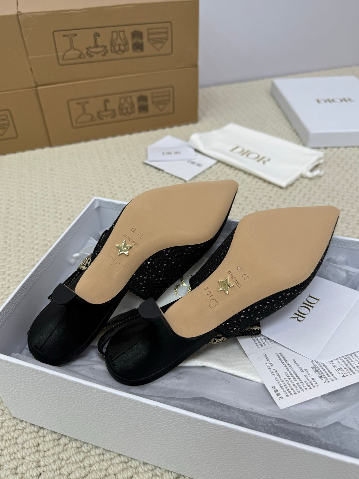 DIOR HIGH SLINGBACK 65 MM 25S IN BLACK FABRIC AND BRAND NAME EMBROIDERY mysite