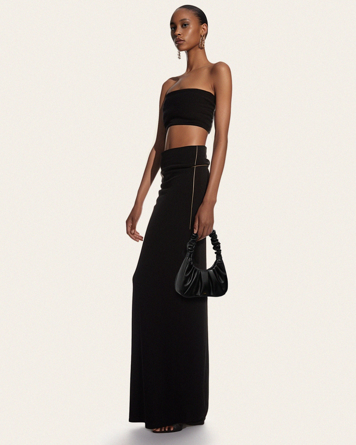 Gabbi Ruched Hobo Handbag - Black mysite