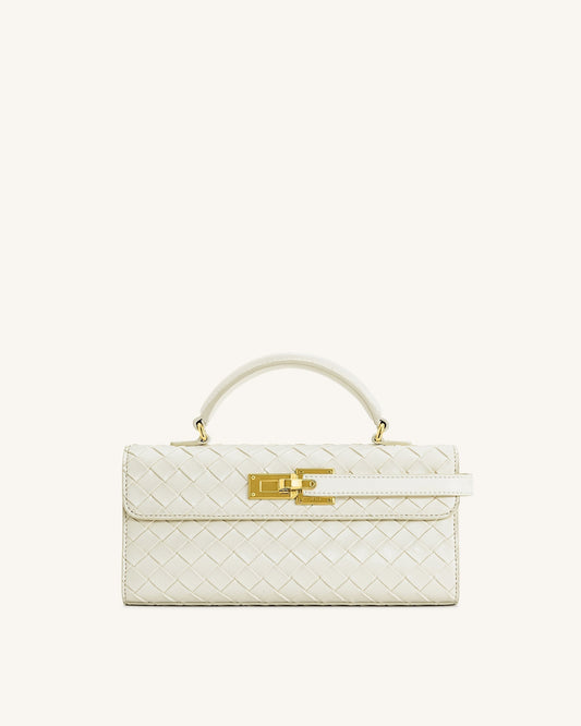 Keyla Weave Texture Top Handle Bag - White mysite