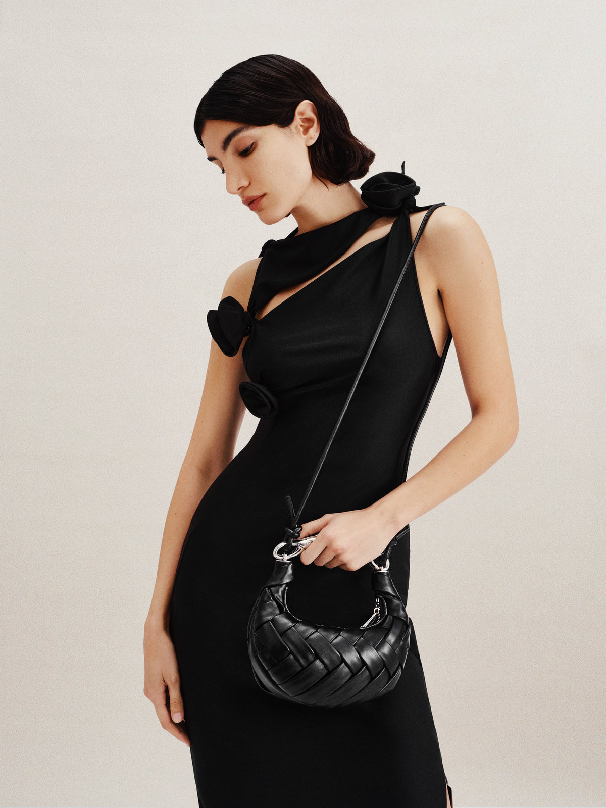 Orla Weave Handbag - Black mysite
