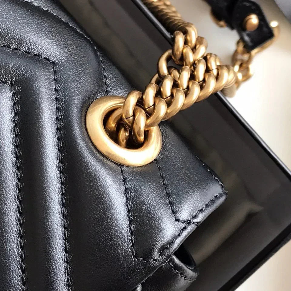 GC Marmont Small Matelassé Bag Black mysite