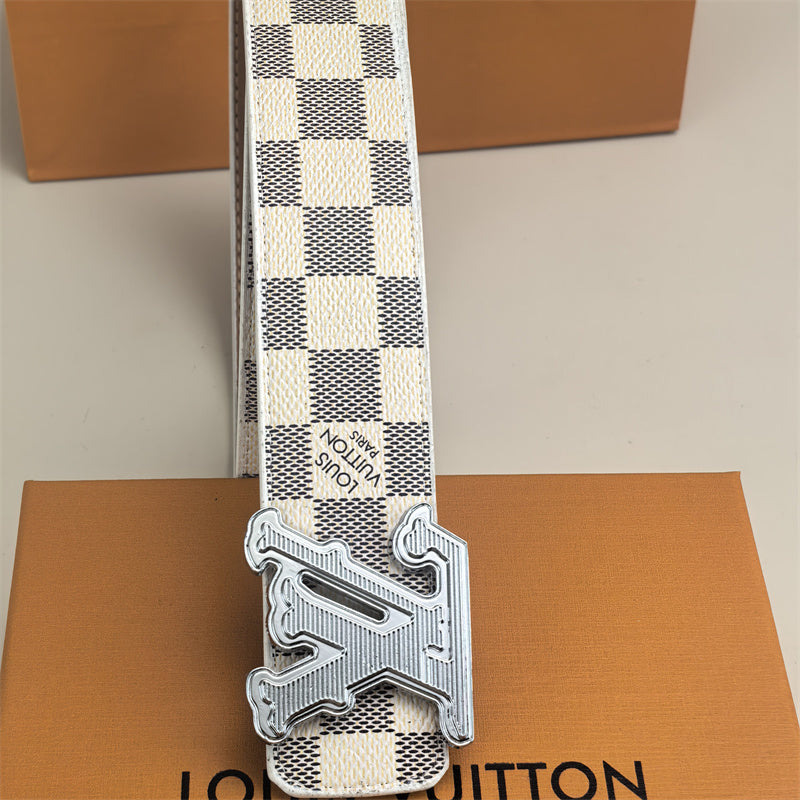 Horizontal Textured Buckle Belt (White Latticed) mysite