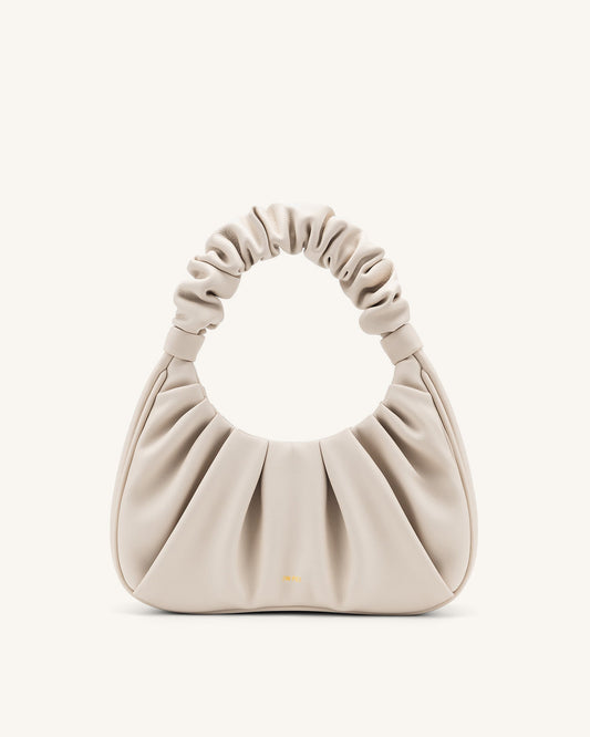 Gabbi Ruched Hobo Handbag - Ivory mysite
