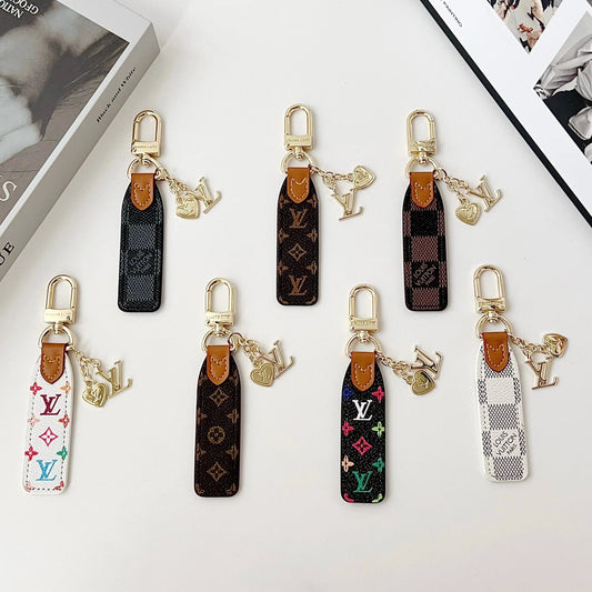 Luxury Leather Keychain Charm with Gold Accents-s2 mysite
