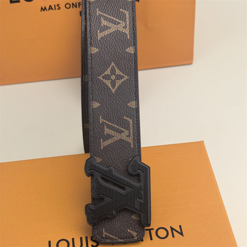 Horizontal Textured Buckle Belt (Brown Pattern) mysite