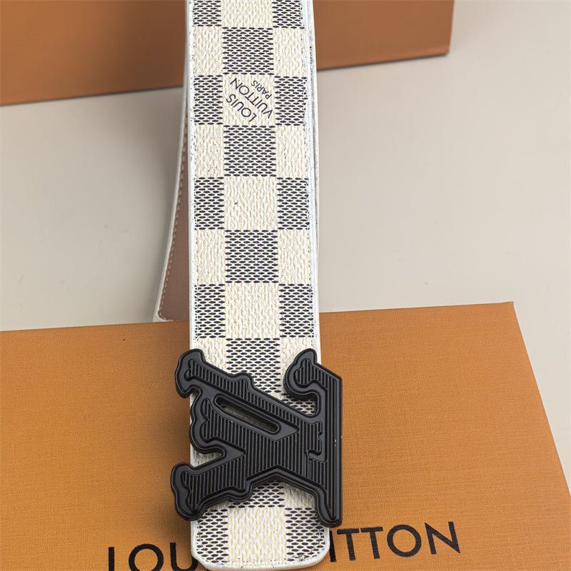 Horizontal Textured Buckle Belt (White Latticed) mysite