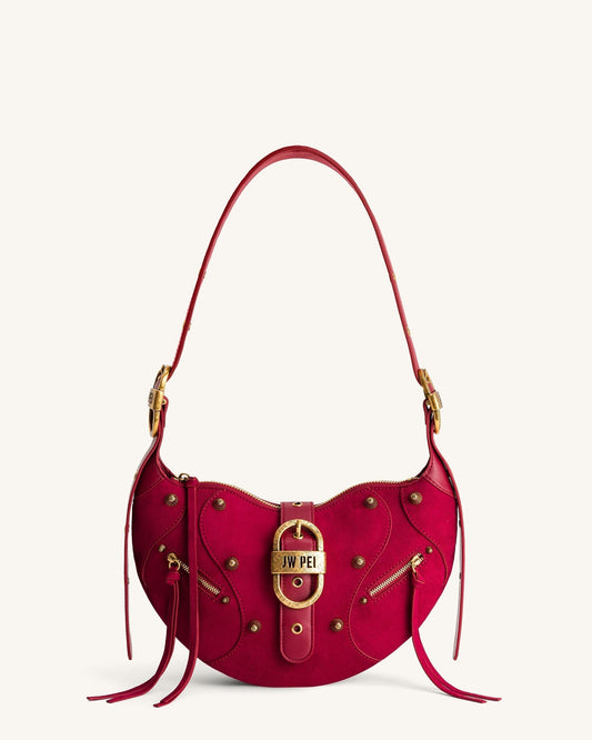 Tessa Suede Shoulder Bag - Deep Magenta mysite