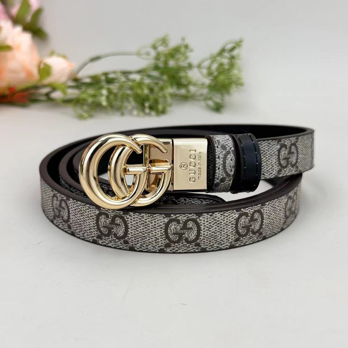 Floral Design Good Belt (Brown) mysite