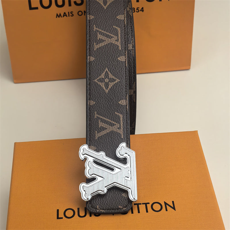 Horizontal Textured Buckle Belt (Brown Pattern) mysite