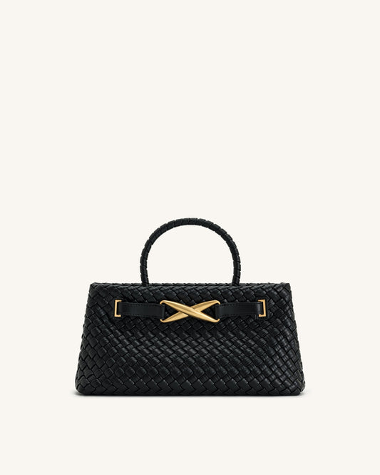Elora Woven Tote Bag - Black mysite