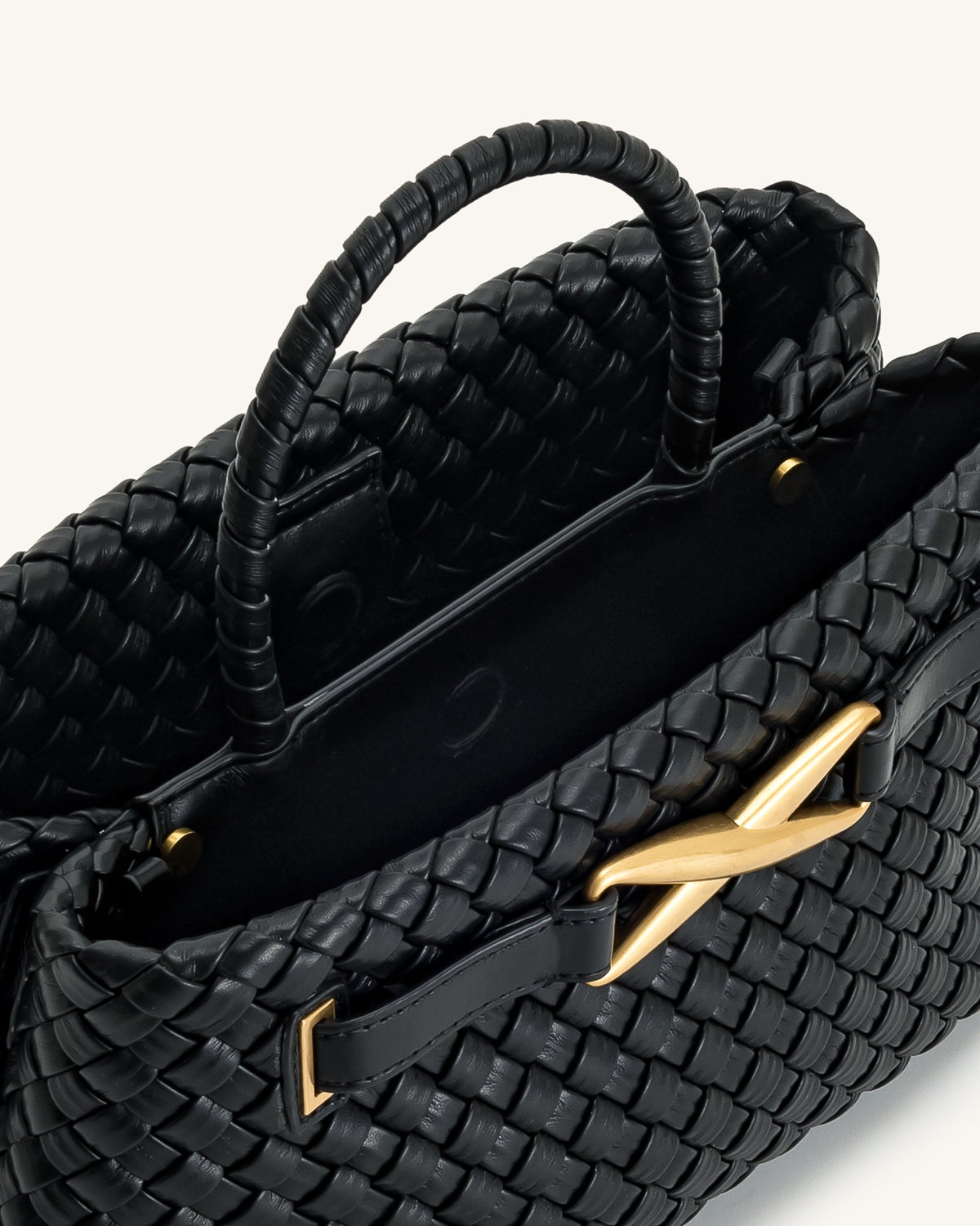 Elora Woven Tote Bag - Black mysite