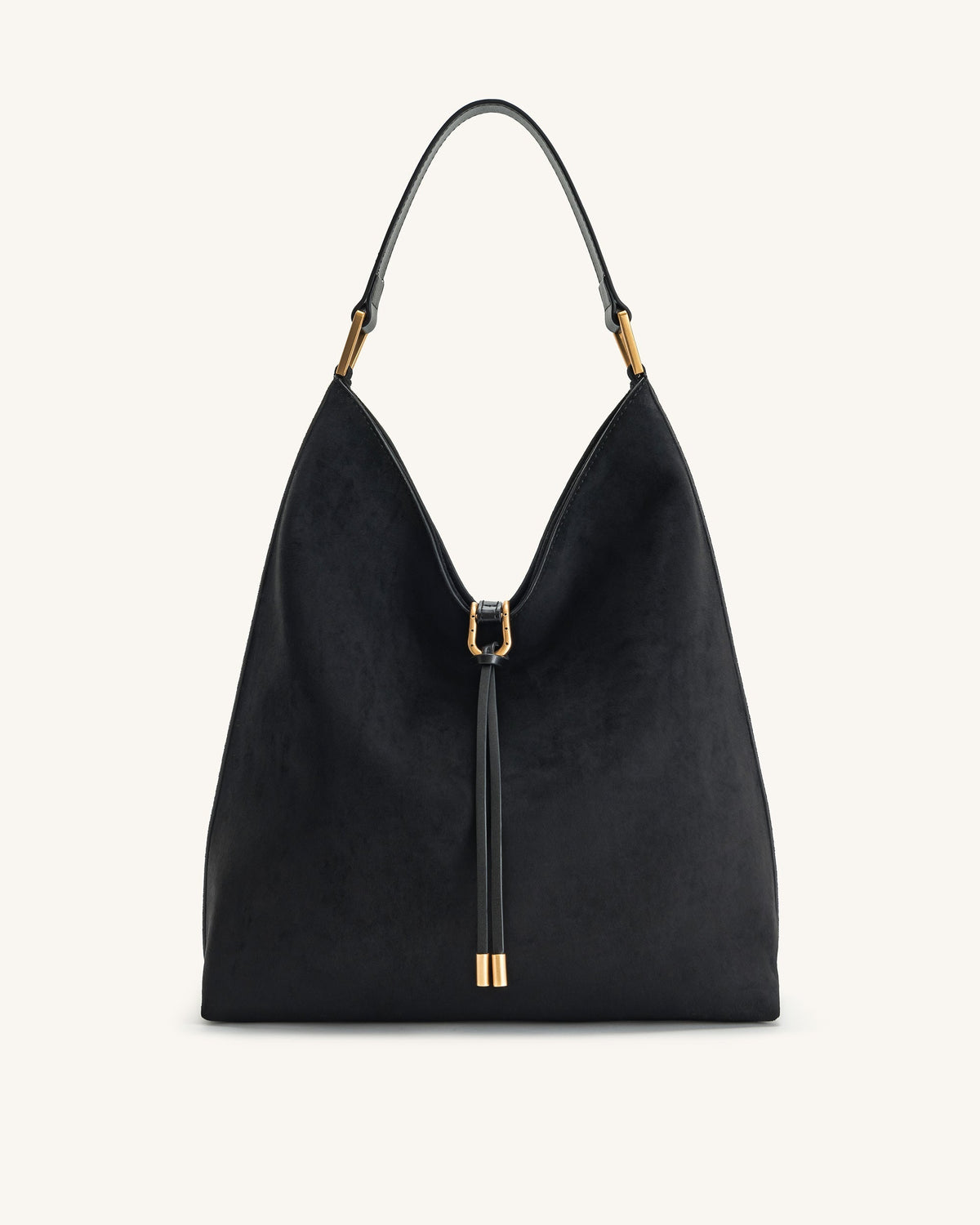 Aria Faux Suede Shoulder Bag - Black mysite