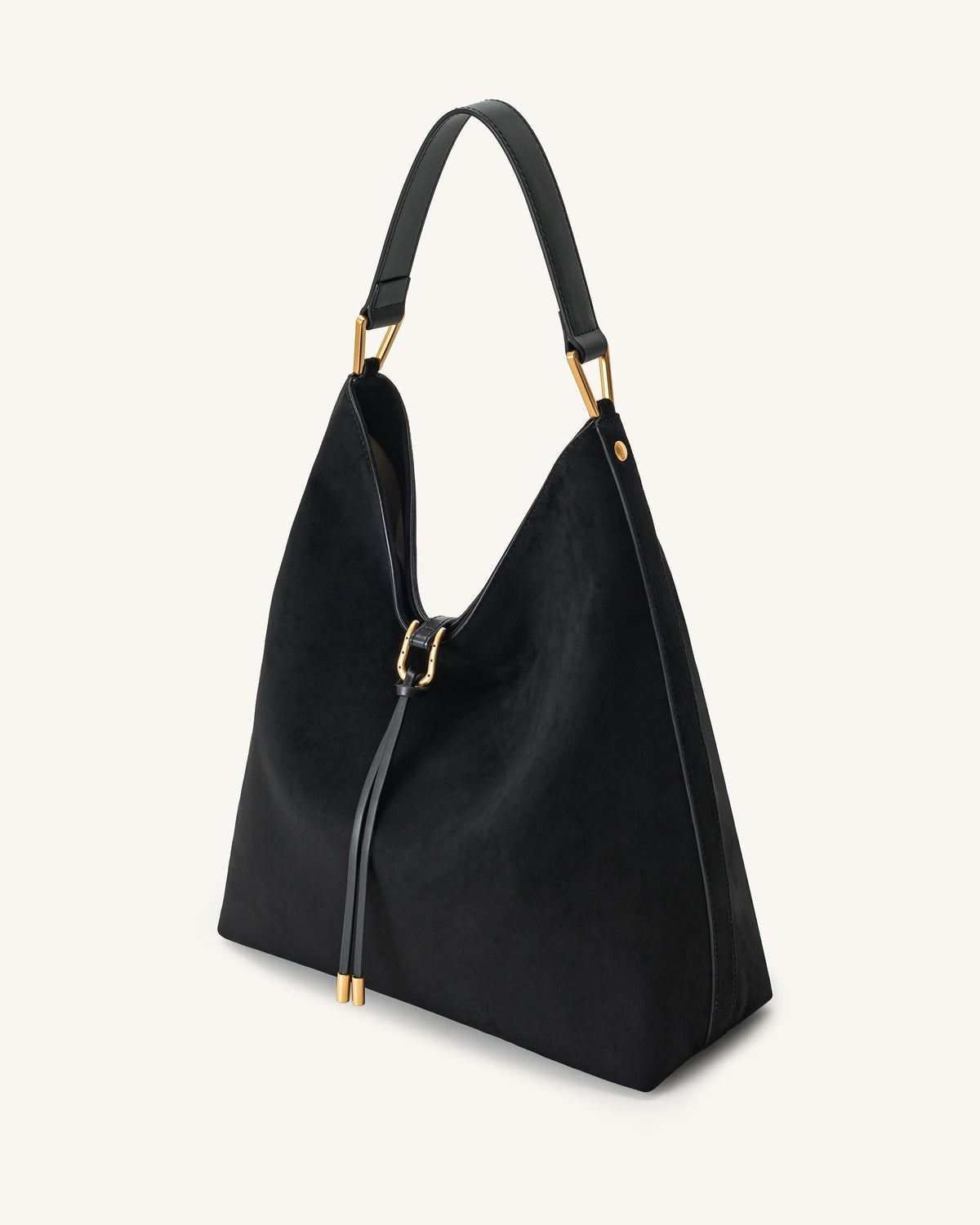 Aria Faux Suede Shoulder Bag - Black mysite