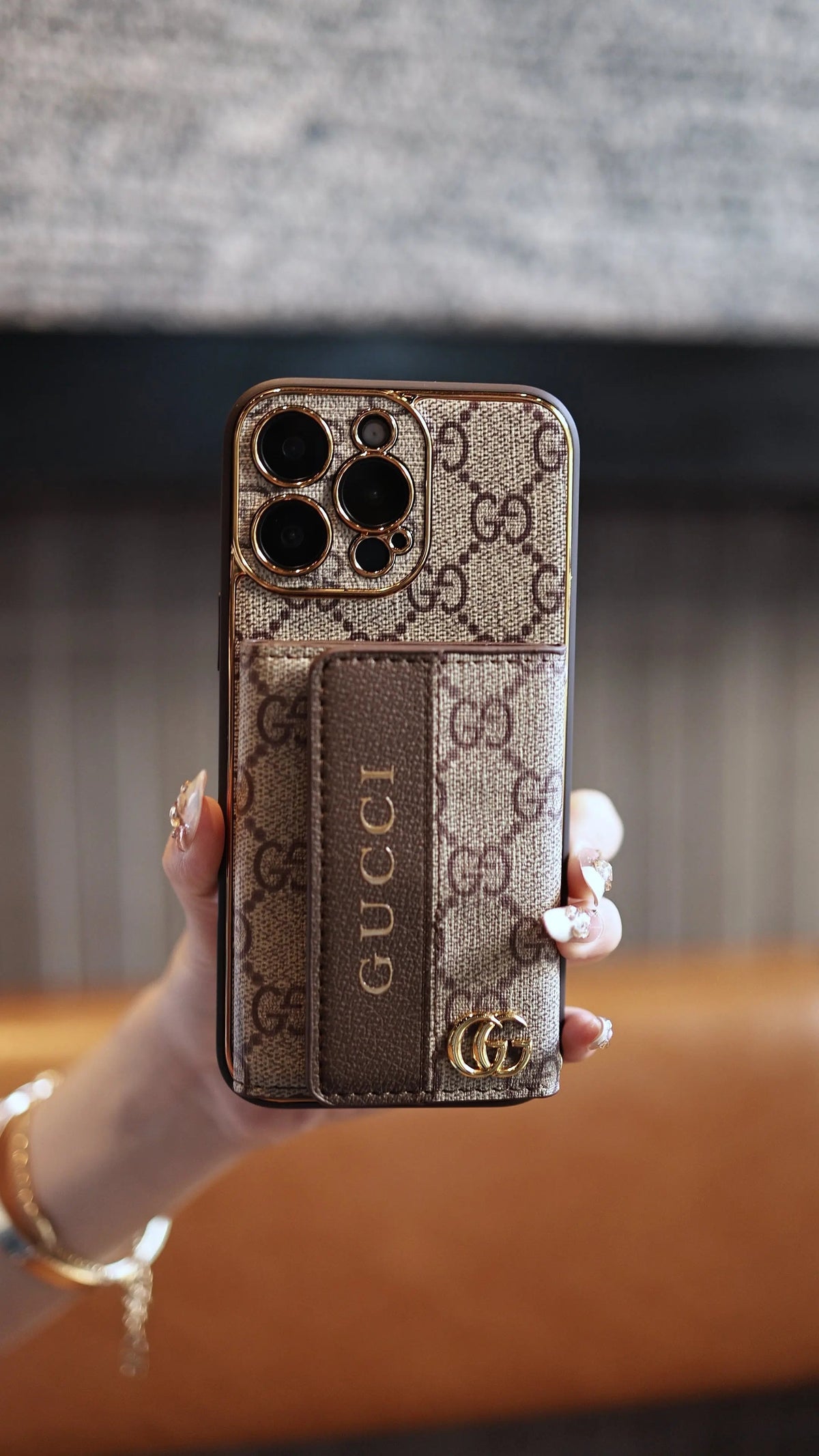 Luxury Advanced Leather iPhone Case with Card Holder & Strap-s2 mysite