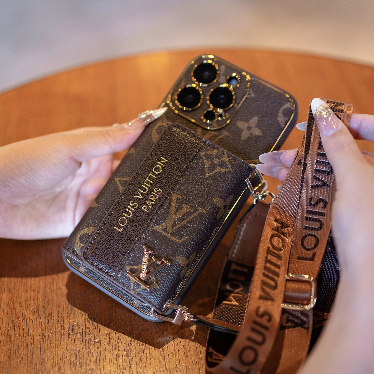 Luxury Advanced Leather iPhone Case with Card Holder & Strap-s2 mysite