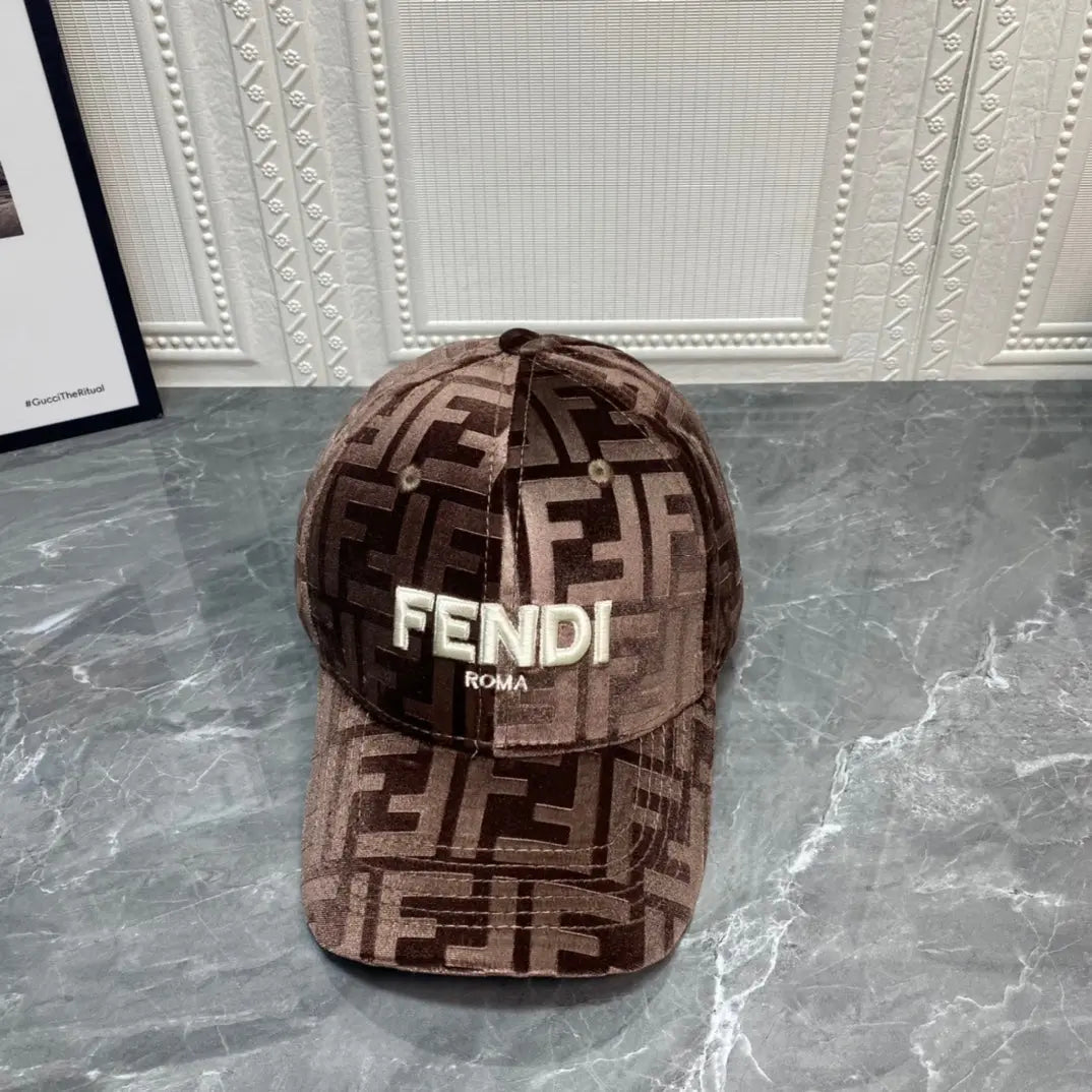 Luxury FF Gold Velvet Baseball Cap | Luxury Designer Adjustable Hat-s2 mysite