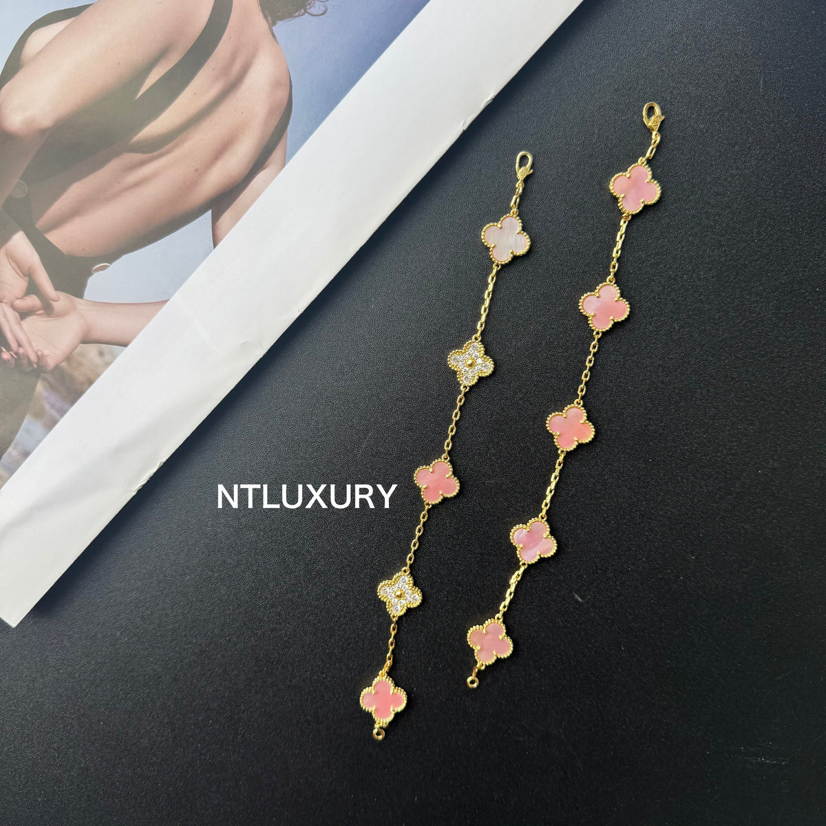 Shell Girl & Shining Leaves Bracelet (Pink) mysite