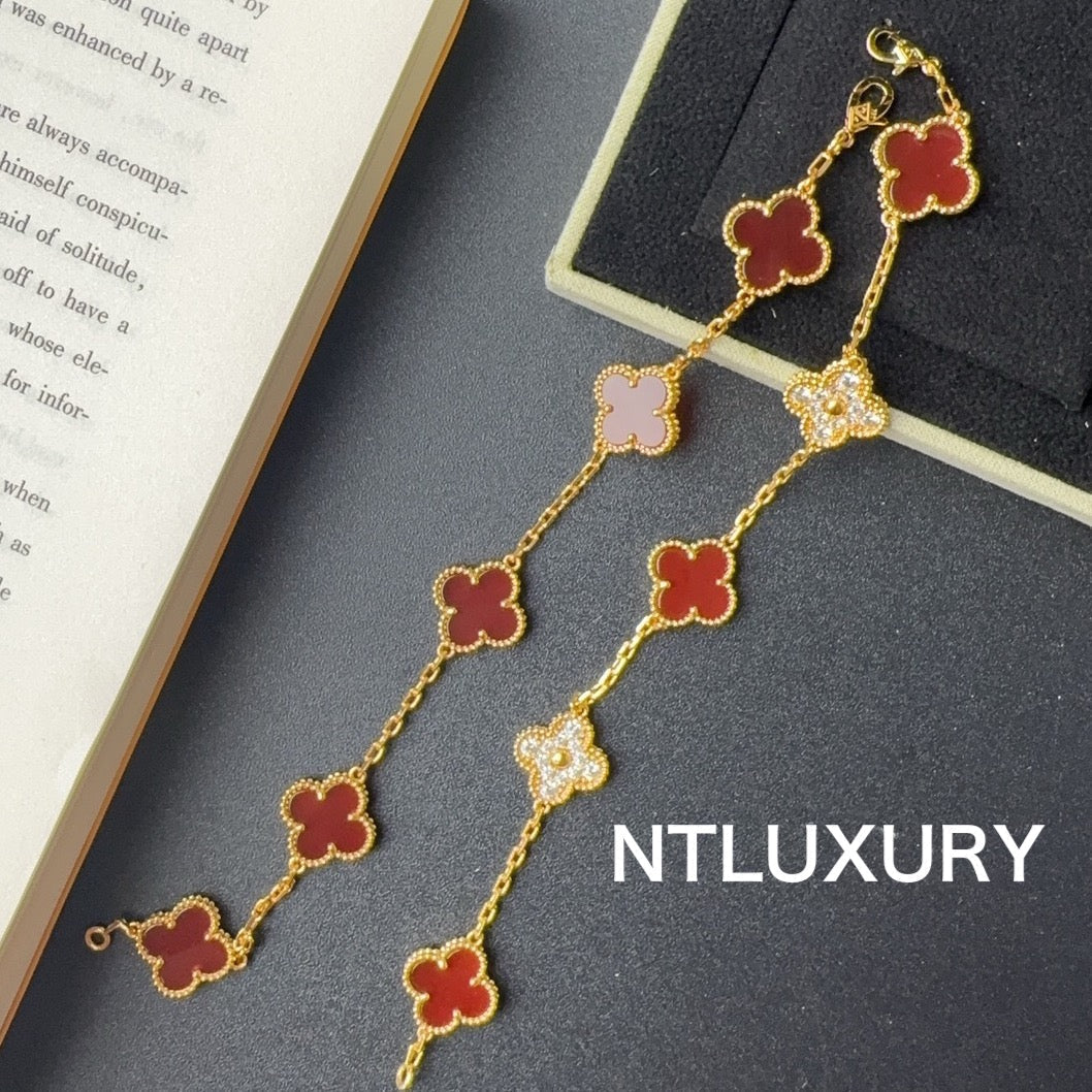 Shell Girl & Shining Leaves Bracelet (Red) mysite