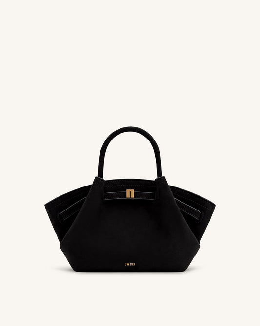 Hana Mini Faux Suede Tote Bag - Black mysite