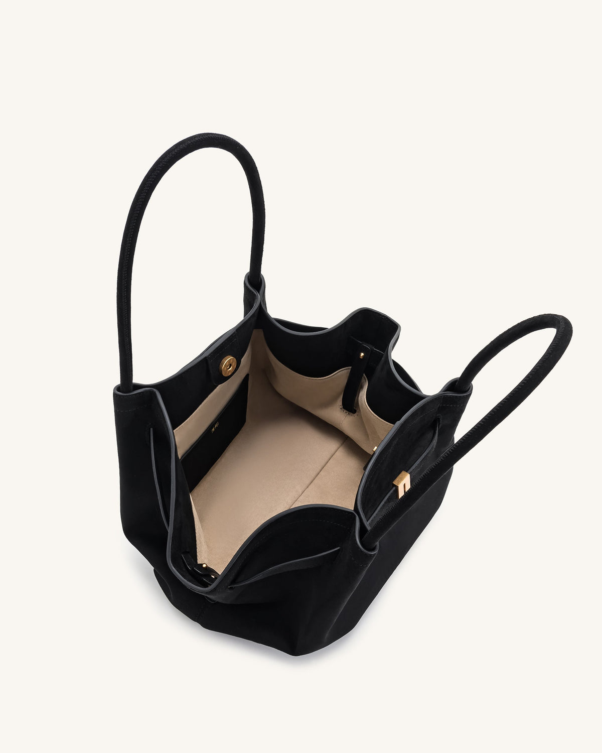 Hana Medium Faux Suede Tote Bag - Black mysite
