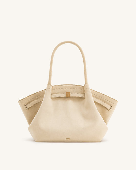 Hana Medium Faux Suede Tote Bag - Off White mysite