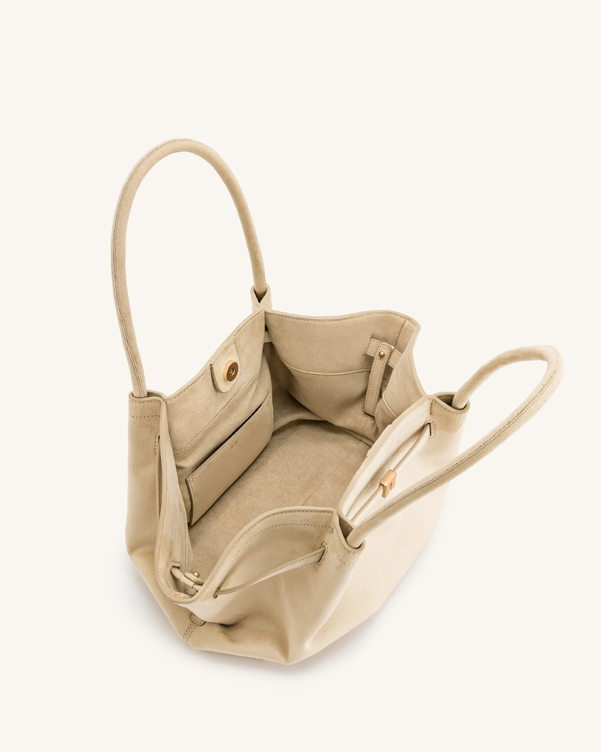 Hana Medium Faux Suede Tote Bag - Off White mysite