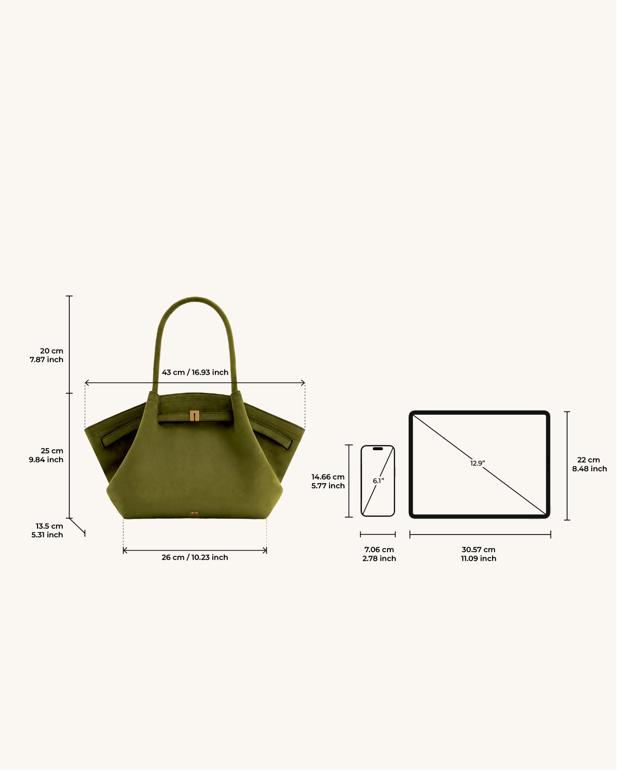Hana Medium Faux Suede Tote Bag - Dark Olive mysite