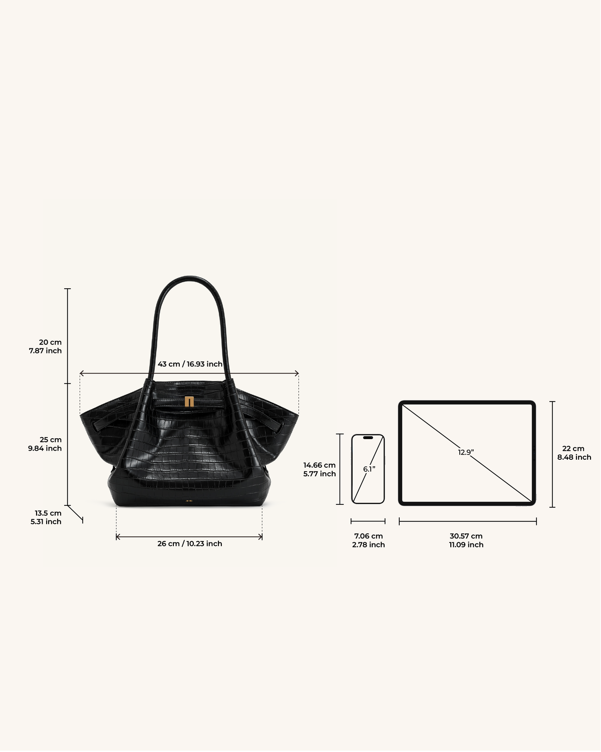 Hana Medium Tote Bag - Black Croc mysite