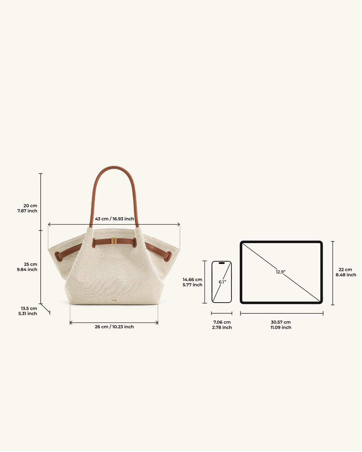 Hana Medium Tote Bag - Brown Canvas mysite