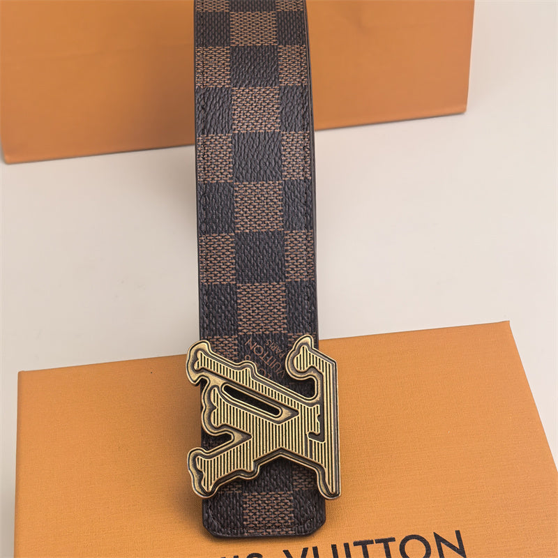 Horizontal Textured Buckle Belt (Brown Latticed) mysite