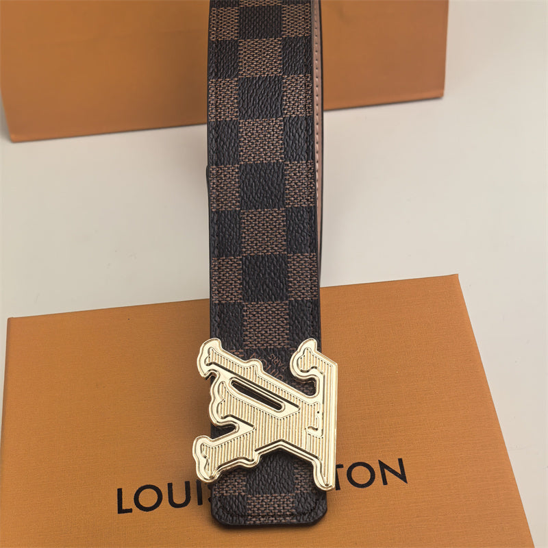 Horizontal Textured Buckle Belt (Brown Latticed) mysite