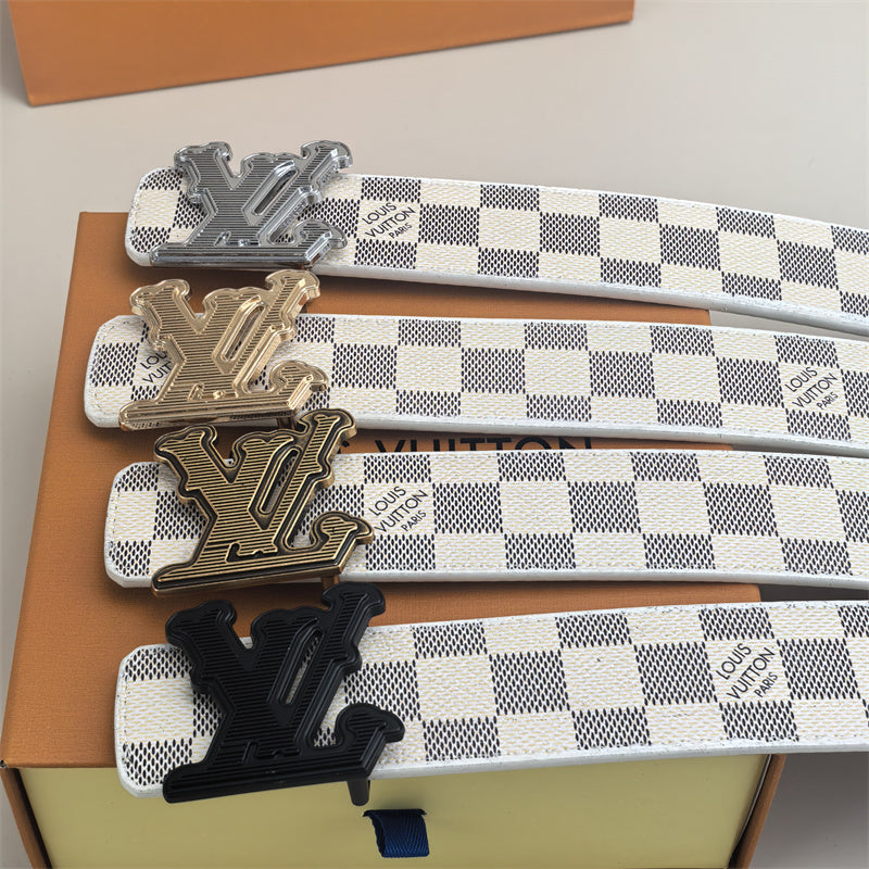 Horizontal Textured Buckle Belt (White Latticed) mysite