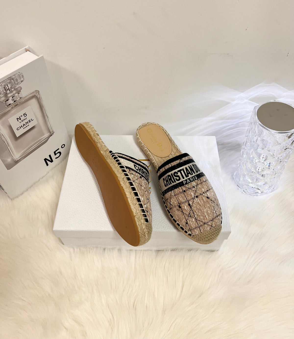 GRANVILLE ESPADRILLE CAMEL BEIGE OBLIQUE EMBROIDERED COTTON MULE mysite