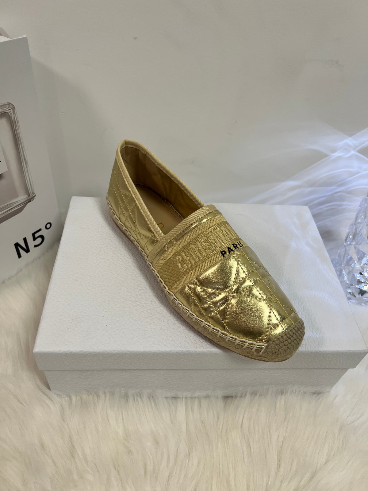 GRANVILLE ESPADRILLE GOLD QUILTED CANNAGE CALFSKIN mysite