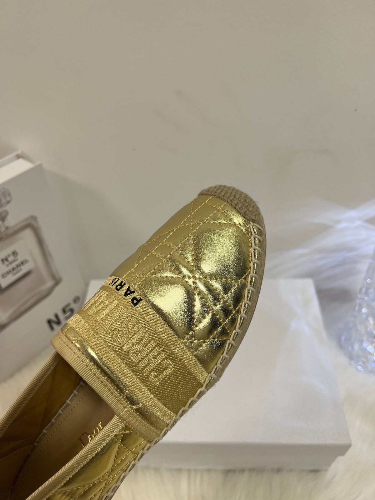 GRANVILLE ESPADRILLE GOLD QUILTED CANNAGE CALFSKIN mysite