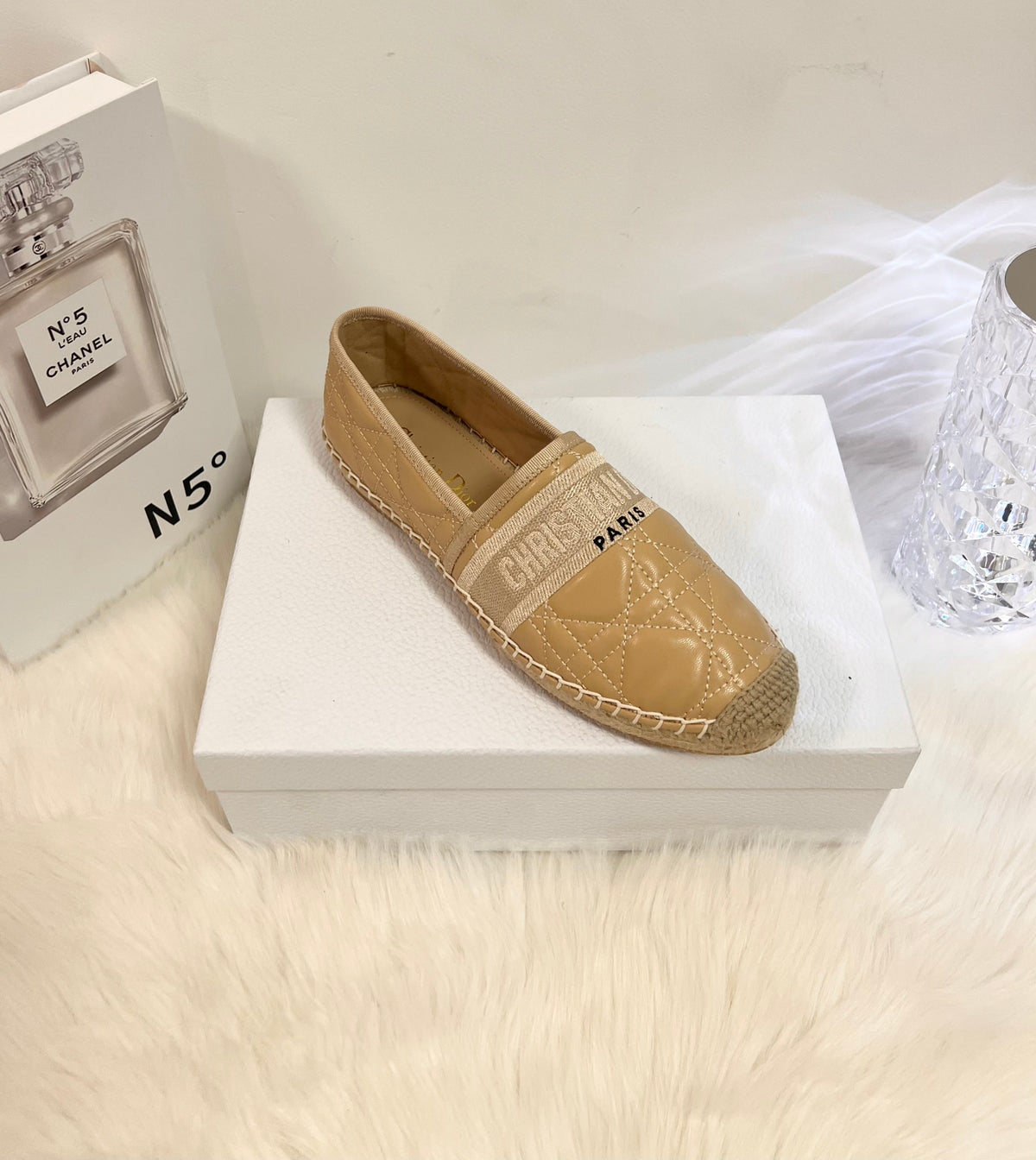 GRANVILLE ESPADRILLE CAMEL BEIGE QUILTED CANNAGE CALFSKIN mysite