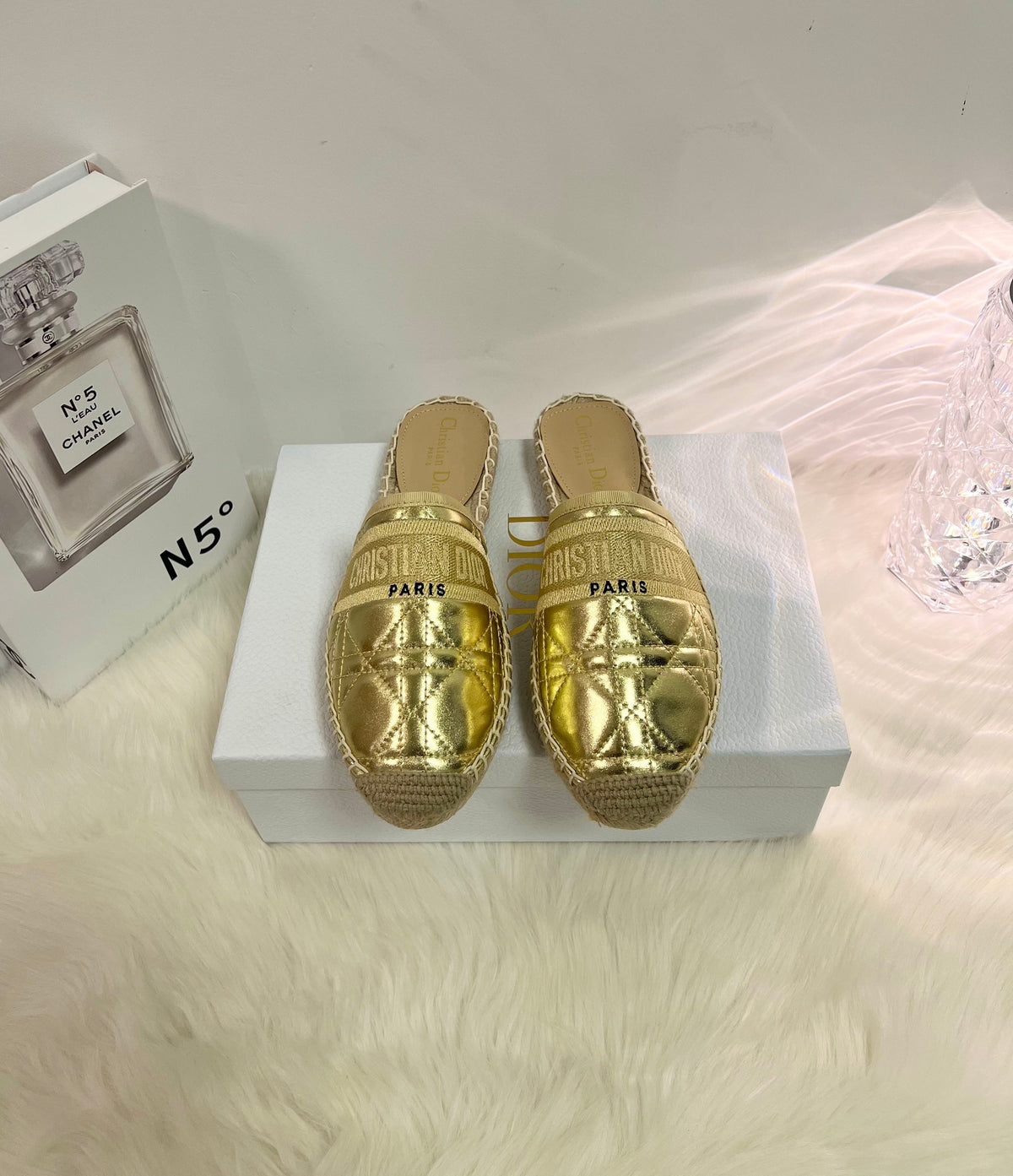 GRANVILLE ESPADRILLE MULE GOLD QUILTED CANNAGE CALFSKIN mysite