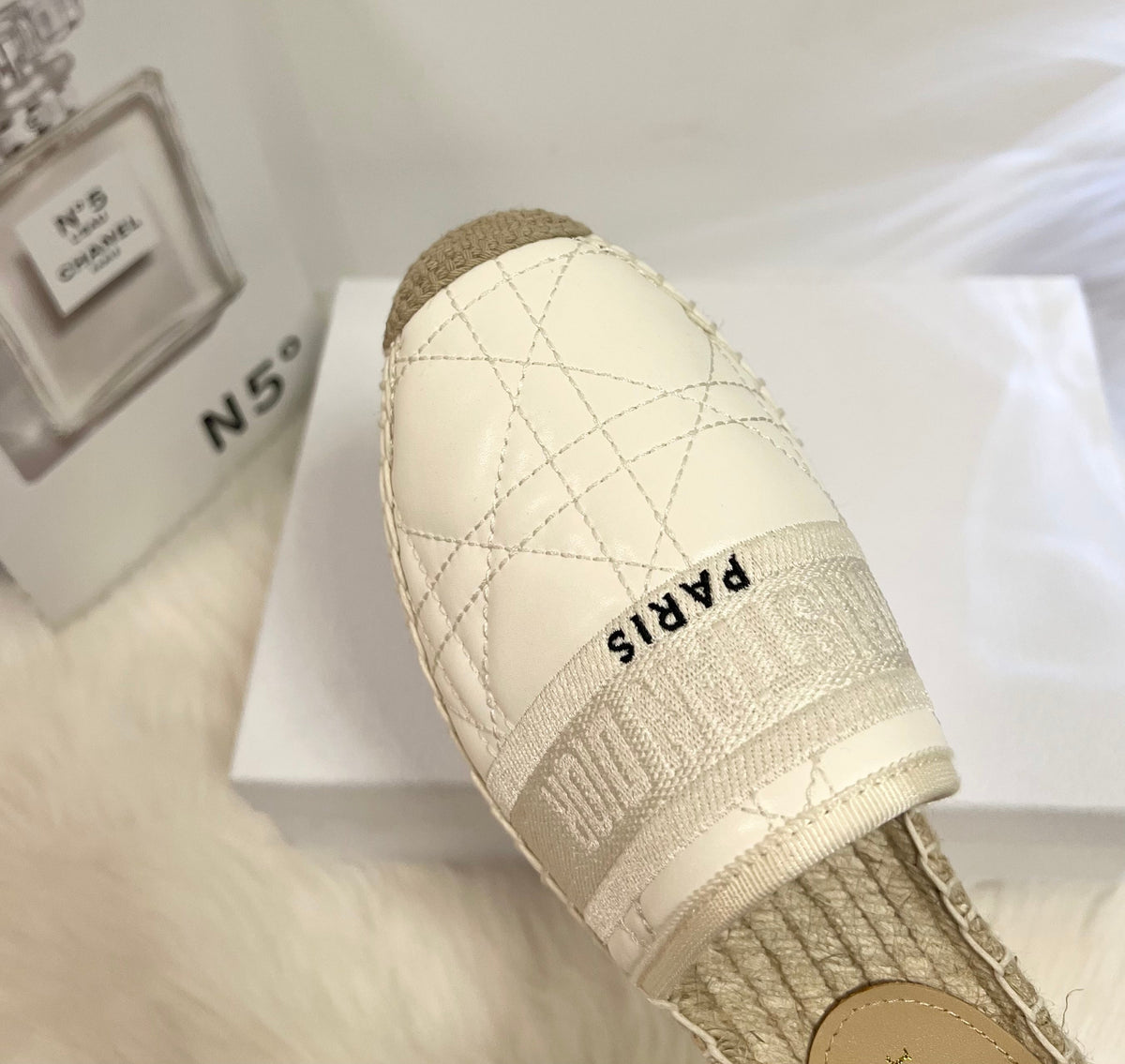 GRANVILLE ESPADRILLE MULE WHITE QUILTED CANNAGE CALFSKIN mysite