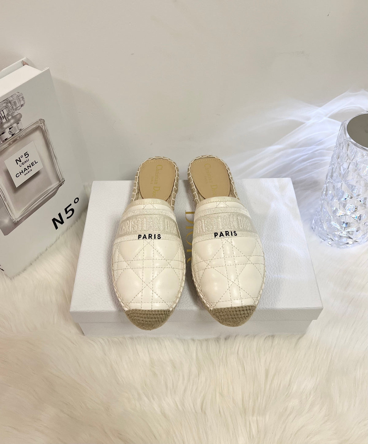 GRANVILLE ESPADRILLE MULE WHITE QUILTED CANNAGE CALFSKIN mysite