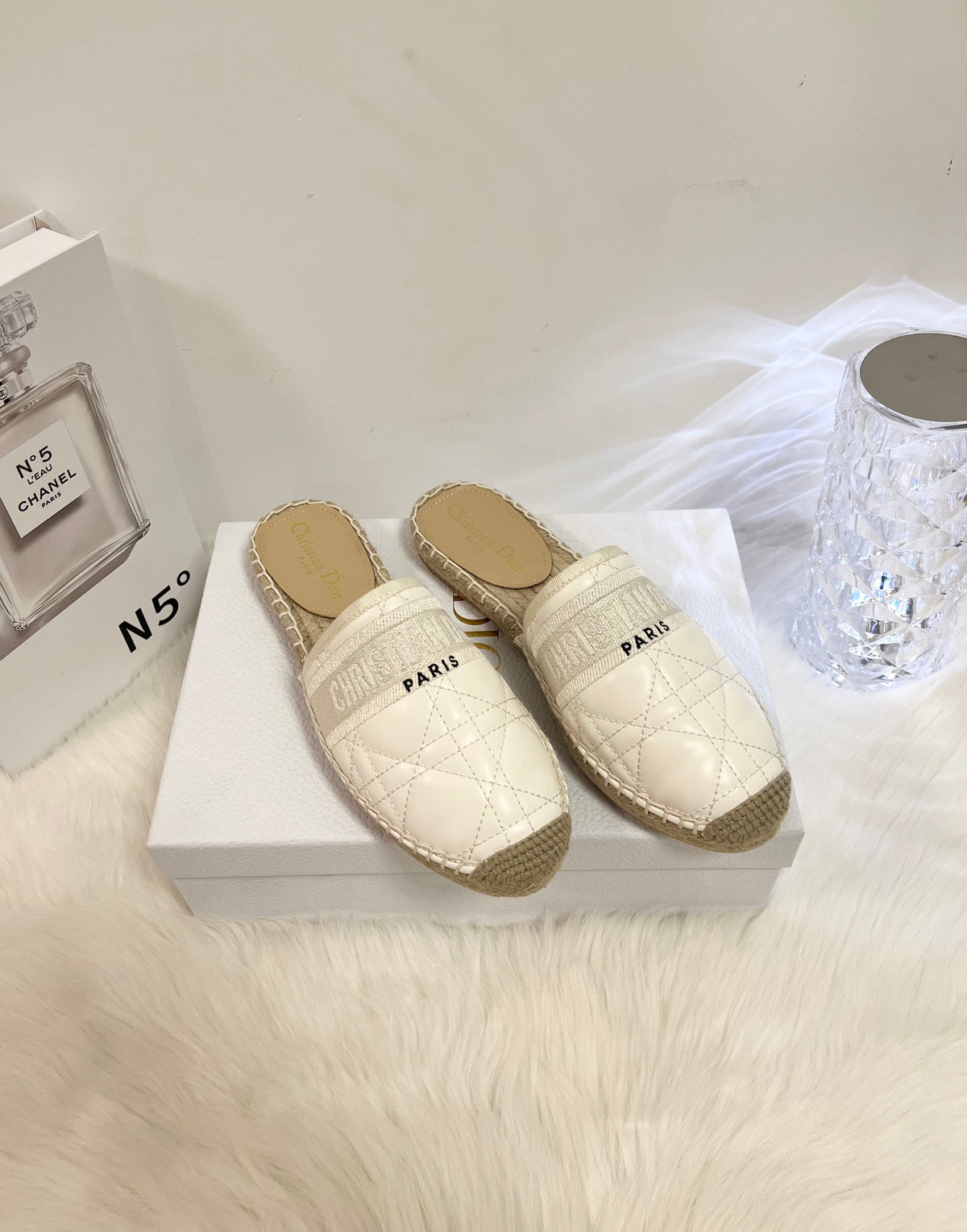 GRANVILLE ESPADRILLE MULE WHITE QUILTED CANNAGE CALFSKIN mysite
