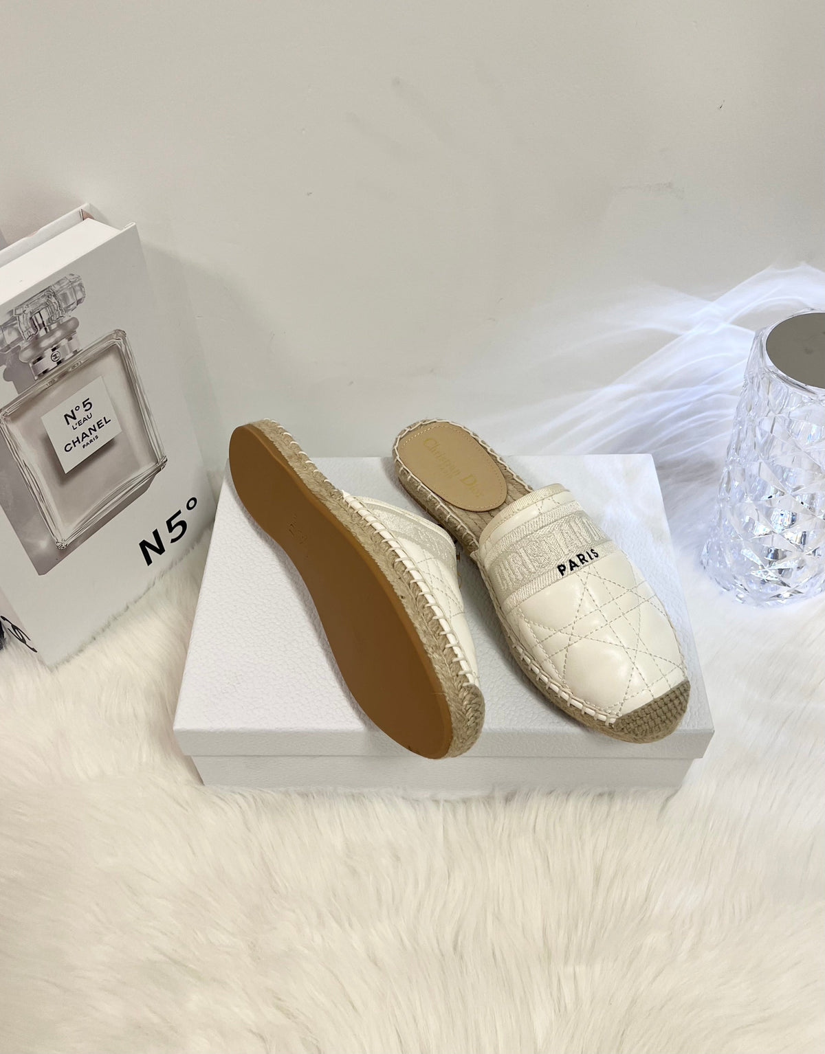 GRANVILLE ESPADRILLE MULE WHITE QUILTED CANNAGE CALFSKIN mysite