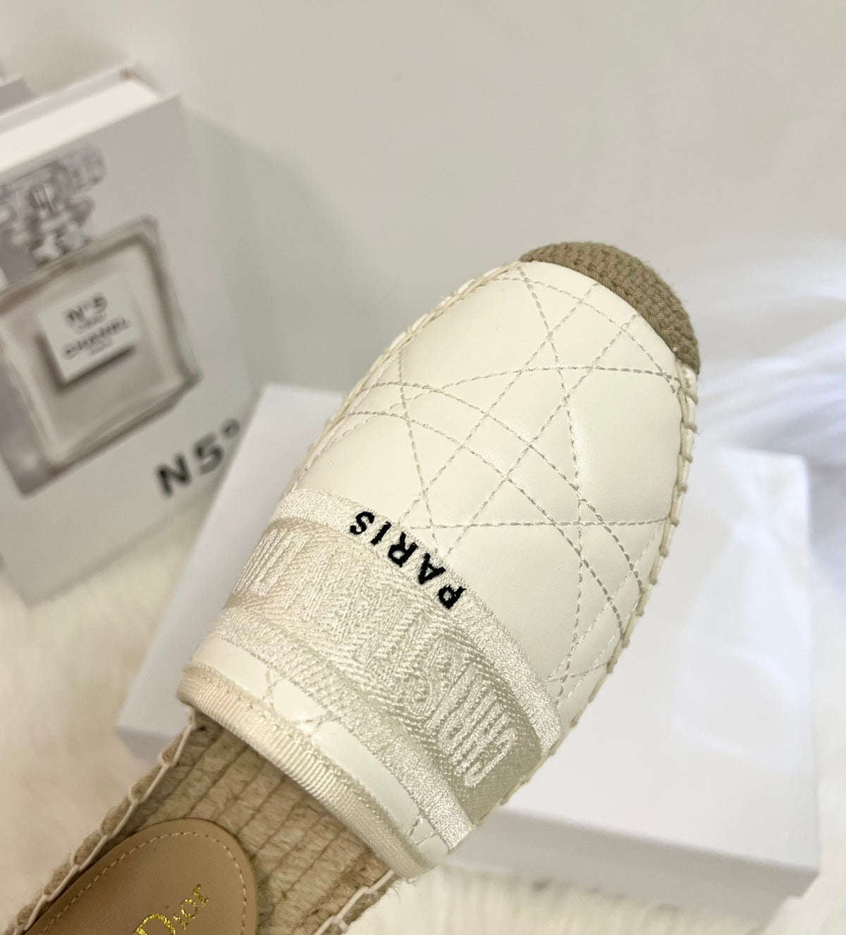 GRANVILLE ESPADRILLE MULE WHITE QUILTED CANNAGE CALFSKIN mysite