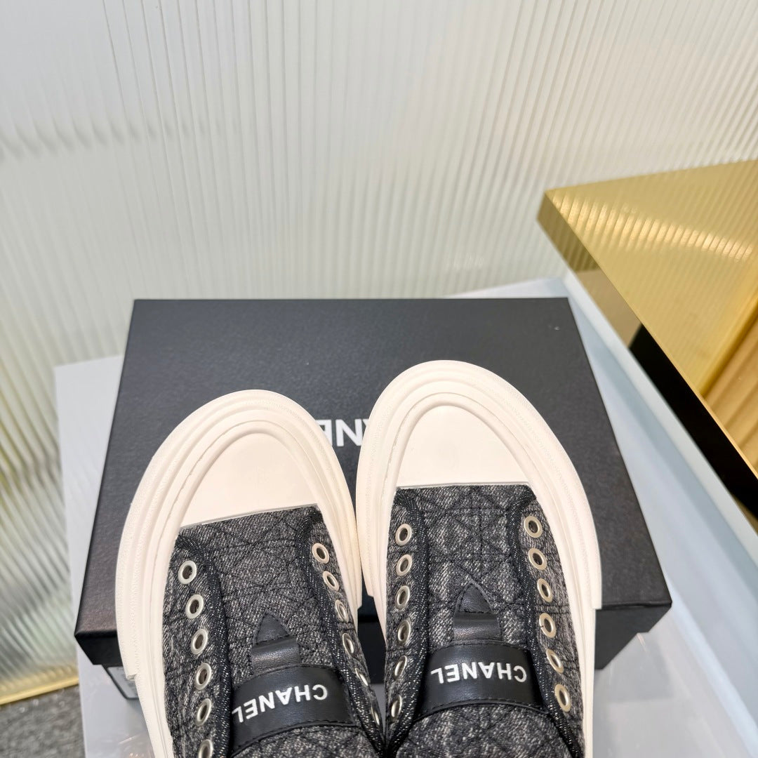 ccc 26S MULE SNEAKERS IN GREY DIAMOND-PATTERNED WOVEN DENIM FABRIC STLYE 6 mysite