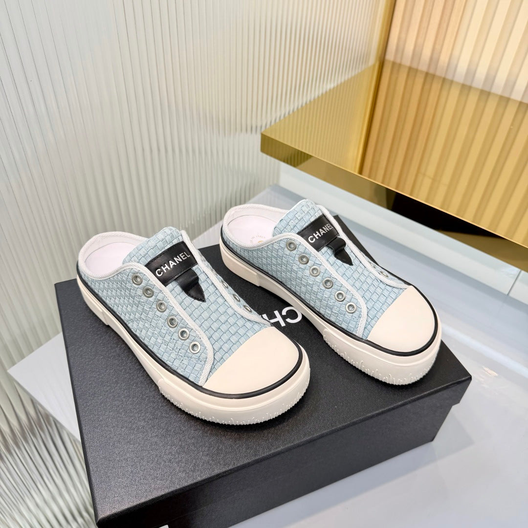 26S MULE SNEAKERS IN LIGHT BLUE WOVEN FABRIC mysite