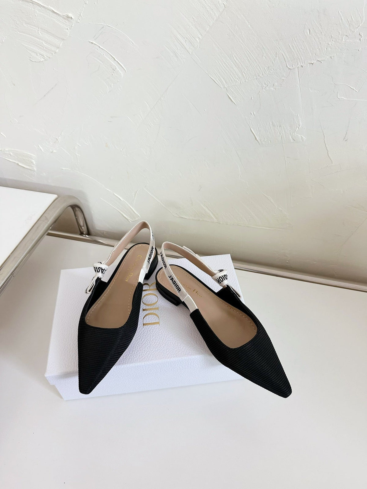 J'ADIOR SLINGBACK FLAT BLACK TECHNICAL FABRIC mysite
