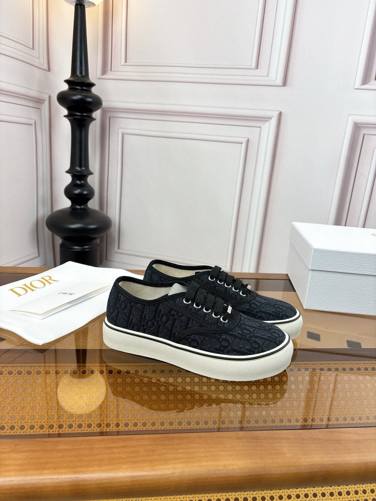 26S LOW TOP SNEAKERS IN BLACK OBLIQUE CANVAS WITH RUBBER SOLE mysite