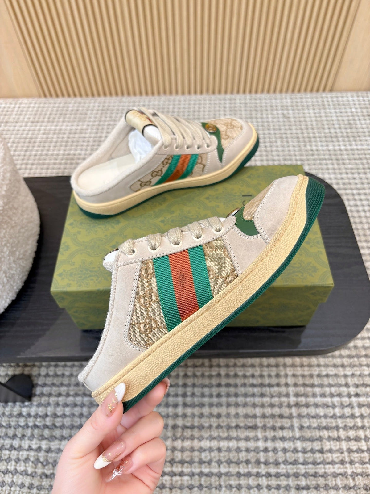 26S BACKLESS SNEAKERS IN BEIGE CANVAS AND LEATHER mysite