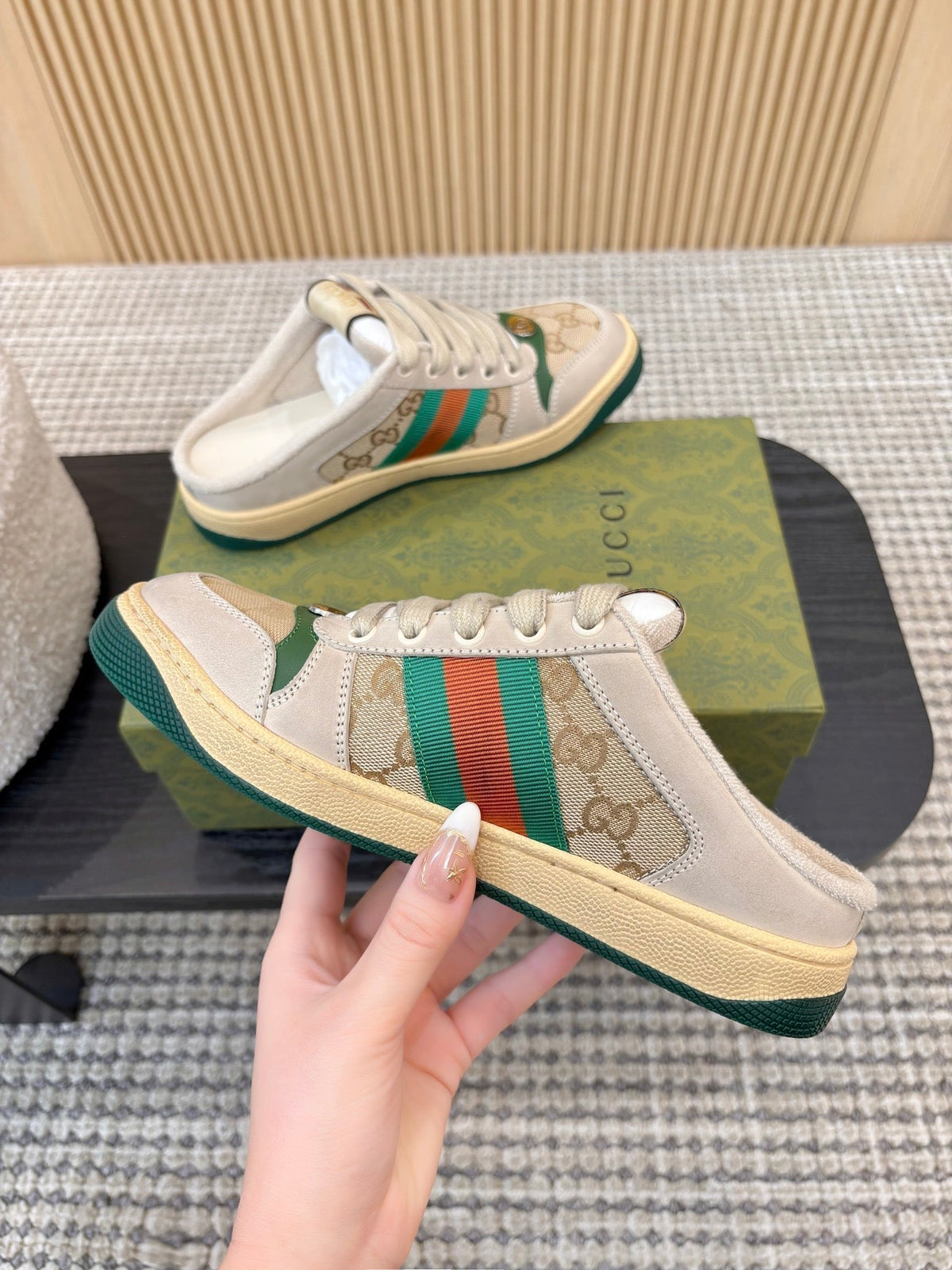 26S BACKLESS SNEAKERS IN BEIGE CANVAS AND LEATHER mysite